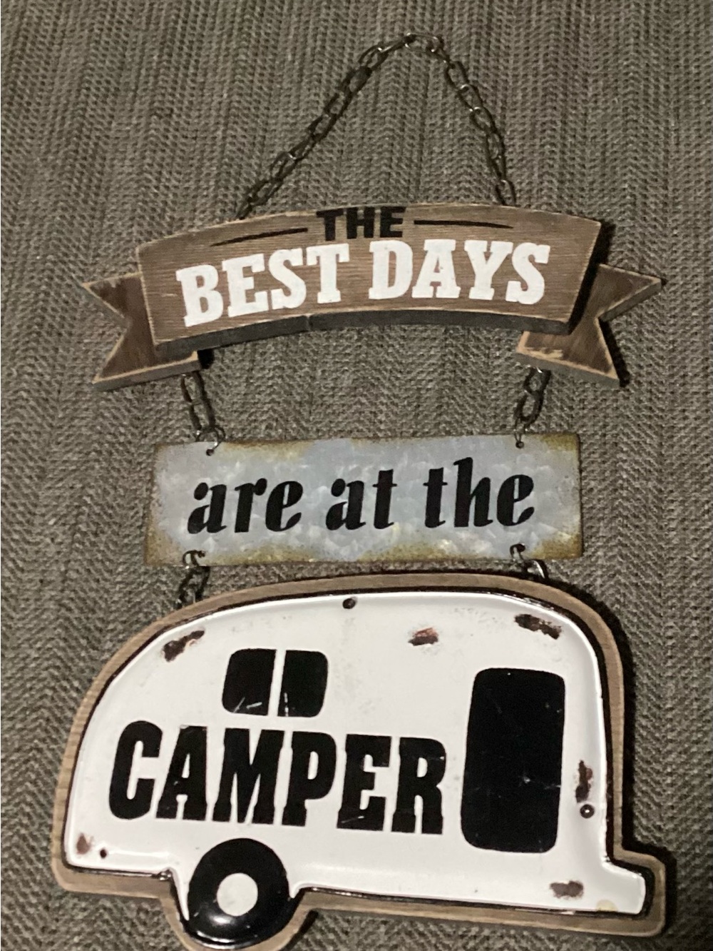 Camper Wall Hanging Sign BEST DAYS ARE AT THE CAMPER metal wood